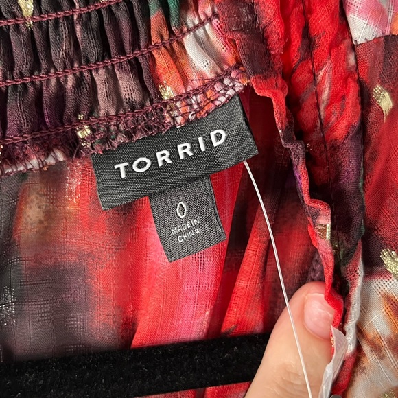 Torrid BURGUNDY PURPLE FLORAL CHIFFON MOCK NECK MIDI DRESS size 0X NWT - Picture 7 of 8